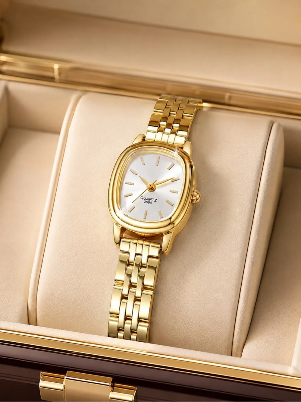 Gold Oval Statement Bracelet Watch